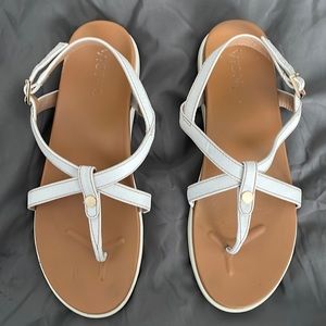 Vionic Veranda White Leather Comfort Sandals Thong Shoes Women's Size 10
